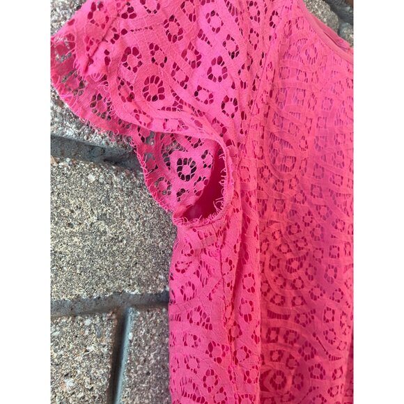 J.Crew Lace Top Hot Pink Sz S - Picture 3 of 6
